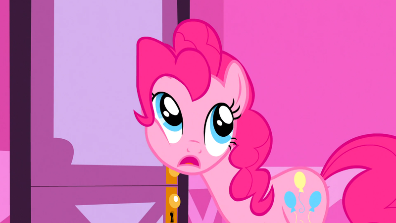 Size: 1366x768 | Tagged: derpibooru import, pinkie pie, safe, screencap, solo, squishy cheeks, suited for success