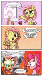 Size: 1000x1764 | Tagged: artist:daniel-sg, bandana, bib, chica, clothes, comic, crying, derpibooru import, disproportionate retribution, drug use, five nights at freddy's, flutterbuse, fluttershy, framed picture, overreaction, petty revenge, phone, pinkie pie, pinkie prick, prison, prison outfit, safe, well that escalated quickly, when you see it