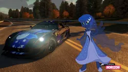 Size: 1024x576 | Tagged: safe, artist:equestianracer, derpibooru import, princess luna, equestria girls, equestria girls (movie), car, ferrari, ferrari 599, ferrari 599xx evoluzione