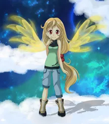 Size: 4409x4988 | Tagged: absurd resolution, anime style, artificial wings, artist:estories, augmented, cloud, cloudy, derpibooru import, human, humanized, humanized oc, magic, magic wings, oc, oc:alice goldenfeather, safe, solo, unofficial characters only, wings
