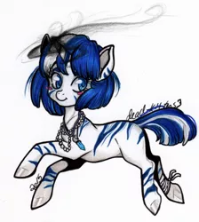 Size: 846x945 | Tagged: safe, artist:divinekitten, derpibooru import, oc, oc:umbra, unofficial characters only, zebracorn, magic, pencil drawing, traditional art