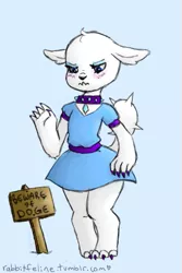 Size: 369x552 | Tagged: angry, artist:bunnycat, blushing, clothes, collar, commission, cute, derpibooru import, diamond dog, diamond dogified, diamonds, doge, dress, female diamond dog, grumpy, raridog, rarity, safe, skirt, species swap