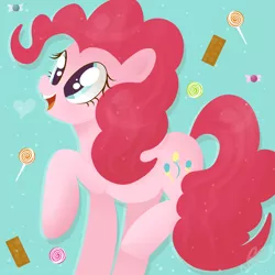 Size: 5800x5800 | Tagged: safe, artist:balloons504, derpibooru import, pinkie pie, absurd resolution, candy, lollipop, raised hoof, solo