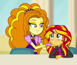 Size: 4958x4205 | Tagged: safe, artist:mit-boy, derpibooru import, adagio dazzle, sunset shimmer, equestria girls, absurd resolution, adagio dazzle gets around, blushing, female, lesbian, shipping, sunsagio, vector