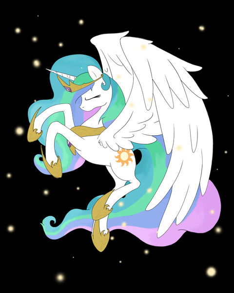 Size: 1890x2362 | Tagged: artist:mercyantebellum, derpibooru import, eyes closed, large wings, princess celestia, safe, solo, spread wings