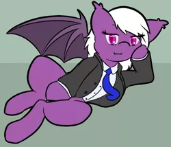 Size: 750x643 | Tagged: safe, artist:shenhibiki, derpibooru import, oc, oc:ether, unofficial characters only, bat pony, pony, clothes, lawyer, necktie, solo, suit