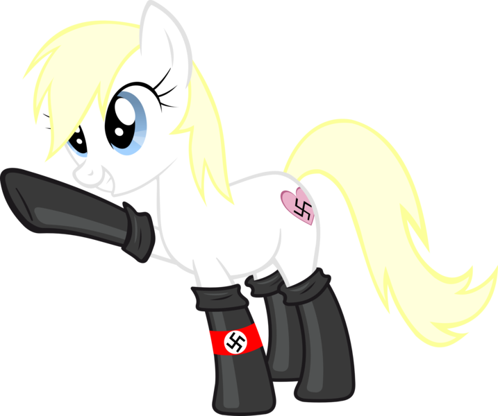 Size: 3584x3000 | Tagged: armband, artist:accu, blonde, boots, clothes, derpibooru import, female, fireproof boots, full body, heil, nazi, oc, oc:aryanne, safe, show accurate, simple background, socks, solo, swastika, transparent background, unofficial characters only, vector, we are going to heil