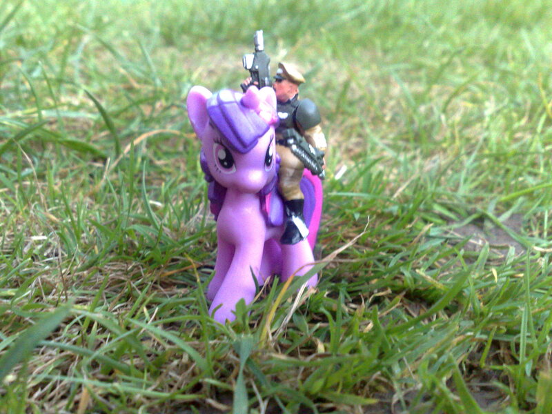 Size: 2592x1944 | Tagged: blind bag, crossover, derpibooru import, figurine, gaming miniature, grass, human, humans riding ponies, imperial guard, irl, miniature, model, photo, safe, toy, twilight sparkle, warhammer 40k, warhammer (game)