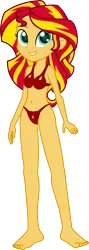 Size: 886x2500 | Tagged: suggestive, artist:salemcat, derpibooru import, sunset shimmer, equestria girls, barefoot, bikini, breasts, clothes, feet, female, simple background, solo, solo female, swimsuit, transparent background, vector