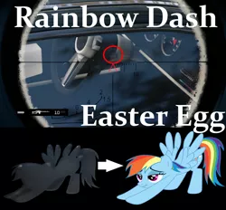 Size: 1920x1781 | Tagged: safe, derpibooru import, screencap, rainbow dash, pegasus, pony, car, close-up, crosshair, easter egg, iwtcird, keychain, meme, metal, playstation 4, pony reference, reference, secret, sniper, video game, watch dogs