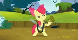 Size: 777x402 | Tagged: apple bloom, bloom and gloom, derpibooru import, game face, safe, screencap, twitbuster apple bloom, twittermite