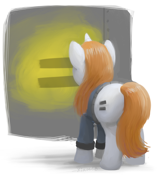 Size: 992x1083 | Tagged: safe, artist:xiao668, derpibooru import, oc, oc:littlepip, unofficial characters only, pony, unicorn, fallout equestria, fanfic, clothes, equal cutie mark, fanfic art, female, mare, solo, vault suit