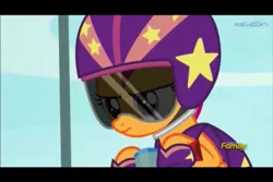 Size: 960x640 | Tagged: safe, derpibooru import, screencap, scootaloo, bloom and gloom, cinemaquestria, helmet, scooter