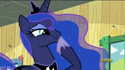 Size: 1920x1080 | Tagged: safe, derpibooru import, screencap, princess luna, alicorn, pony, bloom and gloom, amused, clubhouse, crusaders clubhouse, cute, dream walker luna, female, lunabetes, mare, raised hoof, smiling, smugluna, solo, when she smiles