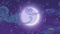 Size: 500x281 | Tagged: animated, beautiful, bloom and gloom, cloud, cute, derpibooru import, discovery family, discovery family logo, dramatic entrance, dream walker luna, glow, lunabetes, majestic, moon, night, princess luna, safe, screencap, solo, stars, sweet dreams fuel