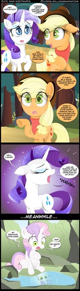 Size: 900x3275 | Tagged: applejack, artist:coltsteelstallion, bloom and gloom, comic, derpibooru import, gollum talk, rarity, safe, sweetie belle, that was fast, tower of pimps