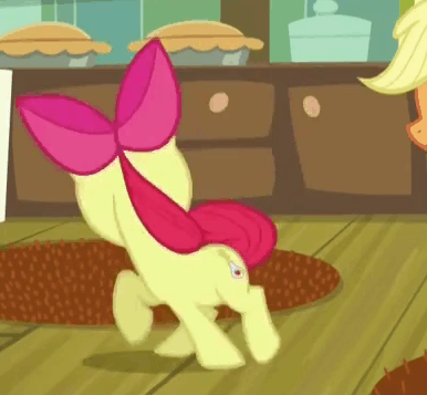 Size: 386x357 | Tagged: safe, derpibooru import, edit, edited screencap, screencap, apple bloom, applejack, bloom and gloom, adorabloom, animated, behaving like a dog, chasing own tail, cropped, cuddly, cute, cuteness overload, cutest pony alive, cutest pony ever, daaaaaaaaaaaw, gif, hnnng, image, loop, offscreen character, seizure warning, solo focus, spinning, weapons-grade cute, you spin me right round