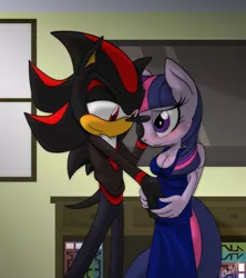Size: 1333x1500 | Tagged: anthro, artist:miniferu, clothes, couple, crack shipping, crossover, crossover shipping, derpibooru import, dress, female, male, pregnant, safe, shadow the hedgehog, shadtwi, shipping, sonic the hedgehog (series), straight, twilight sparkle, twilight sparkle (alicorn)