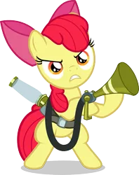 Size: 787x992 | Tagged: apple bloom, artist:punzil504, bipedal, bloom and gloom, derpibooru import, game face, pest control gear, safe, simple background, solo, transparent background, twitbuster apple bloom, vector