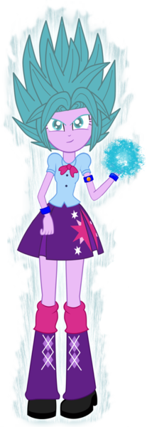 Size: 524x1522 | Tagged: safe, artist:gonzalossj3, derpibooru import, twilight sparkle, equestria girls, dragon ball z, dragon ball z: resurrection of f, evil grin, smiling, smirk, super saiyan blue, super saiyan god super saiyan, super saiyan princess, super saiyan princess super saiyan