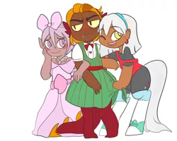 Size: 1500x1200 | Tagged: artist:mt, crossdressing, derpibooru import, oc, oc:muddle, oc:simmer, oc:snapshot, offspring, parent:fizzle, parent:garble, parent:photo finish, safe, satyr, unofficial characters only