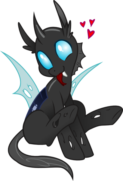 Size: 651x955 | Tagged: source needed, safe, artist:glacierclear, artist:sketchy brush, derpibooru import, changeling, :p, cute, cuteling, heart, silly, simple background, solo, tongue out, transparent background, vector