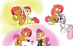 Size: 2540x1592 | Tagged: alternate hairstyle, apple bloom, artist:frikdikulous, babs seed, bloom and gloom, broken horn, clothes, colored, cornrows, crying, cutie mark crusaders, derpibooru import, glue, greaser, jacket, safe, scissors, scootaloo, sketch, sweetie belle