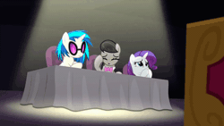 Size: 640x360 | Tagged: animated, bloom and gloom, derpibooru import, exploitable, octavia melody, rarity, safe, screencap, template, vinyl and octavia are not impressed, vinyl scratch