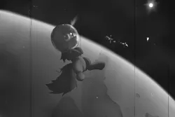 Size: 1280x853 | Tagged: semi-grimdark, artist:marsminer, derpibooru import, oc, oc:mars miner, unofficial characters only, earth pony, pony, cute, dying, film, grayscale, grimcute, imminent death, male, mars, monochrome, namesake, old timey, space, stallion