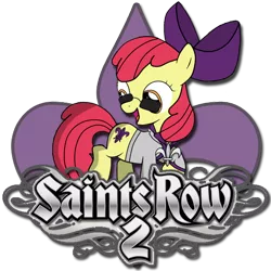 Size: 512x512 | Tagged: safe, derpibooru import, apple bloom, blackletter, clothes, crossover, icon, jacket, saints row, simple background, sunglasses, transparent background, video game