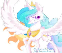 Size: 2755x2362 | Tagged: safe, artist:chichicherry123, artist:gianghanz, derpibooru import, princess celestia, pony, female, mare, simple background, solo, spread wings, transparent background