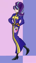 Size: 1760x3064 | Tagged: artist:urusee584, clothes, cutie mark, derpibooru import, disc, enrico pucci, hilarious in hindsight, human, humanized, implied twilight sparkle, jojo pose, jojo's bizarre adventure, safe, stand, stand disc, starlight glimmer, stone ocean, uniform, whitesnake