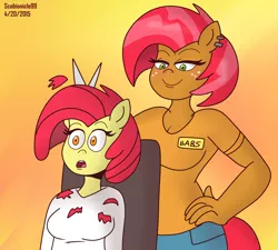 Size: 4000x3600 | Tagged: anthro, apple bloom, artist:scobionicle99, babs seed, barber, bloom and gloom, derpibooru import, haircut, safe, scissors