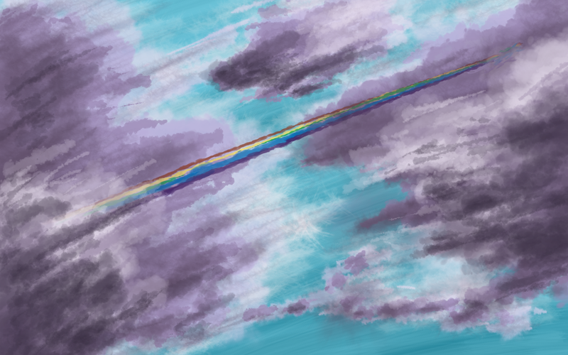 Size: 2000x1250 | Tagged: artist:liracrown, cloud, cloudy, derpibooru import, flying, rainbow, rainbow dash, safe, sky, solo