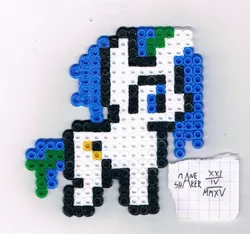 Size: 923x865 | Tagged: safe, artist:mane-shaker, derpibooru import, oc, oc:alumx, unofficial characters only, beads, craft, perler beads, solo