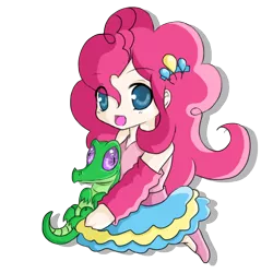 Size: 800x800 | Tagged: artist:rhamana, chibi, cute, derpibooru import, diapinkes, duo, female, gummy, human, humanized, male, no pupils, pinkie pie, safe, simple background, sitting, transparent background