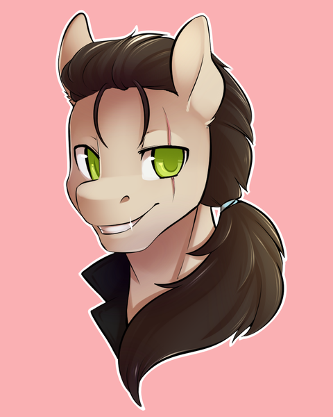 Size: 1024x1280 | Tagged: safe, artist:duskyamore, derpibooru import, oc, oc:jetstream, unofficial characters only, pony, long mane, looking at you, male, portrait, scar, smiling, solo, stallion