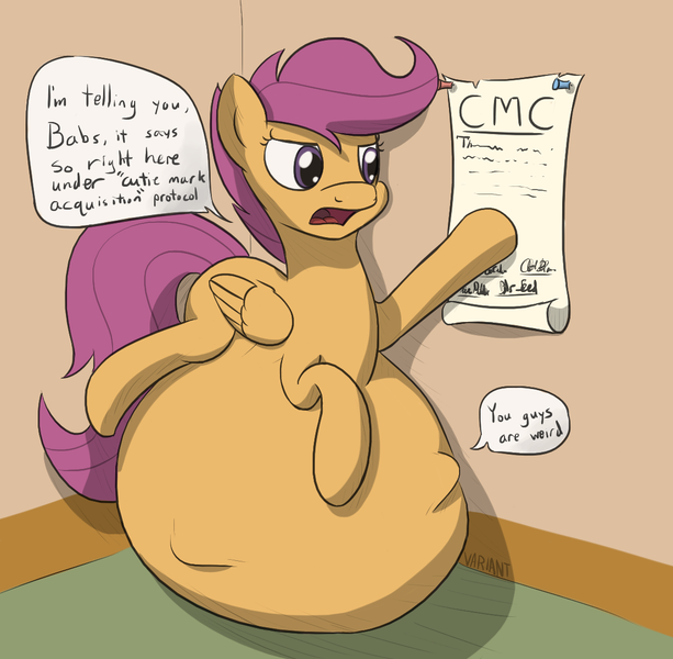 Size: 1154x1130 | Tagged: artist:variant, babs seed, belly, bloom and gloom, derpibooru import, fetish, questionable, scootaloo, scootapred, vore