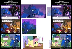 Size: 1024x699 | Tagged: safe, derpibooru import, chimera sisters, fluttershy, princess luna, alicorn, chimera, earth pony, parasprite, pegasus, pony, unicorn, comic, female, filly, mare, multiple heads, three heads, trace