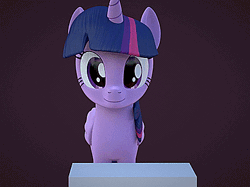 Size: 426x319 | Tagged: safe, artist:3d thread, artist:creatorofpony, derpibooru import, twilight sparkle, twilight sparkle (alicorn), alicorn, pony, 3d, 3d model, animated, animation error, blender, clipping, cute, ear twitch, female, grin, head tilt, looking at you, mare, smiling, solo, squee, twiabetes