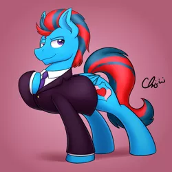 Size: 2000x2000 | Tagged: safe, artist:nekocrispy, derpibooru import, oc, oc:andrew swiftwing, unofficial characters only, pegasus, pony, clothes, cutie mark, looking away, male, necktie, smirk, solo, stallion, suit
