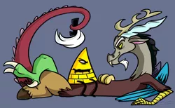 Size: 1024x629 | Tagged: angry, artist:monty-praczovski, bill cipher, crossover, derpibooru import, discord, equestria is doomed, gravity falls, safe, smirk, this will end in tears and/or death, we're all doomed, we're all fucked, we're all mad here, xk-class end-of-the-world scenario