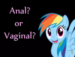 Size: 904x686 | Tagged: suggestive, derpibooru import, rainbow dash, pegasus, pony, bronybait, female, implied anal, implied sex, implied vaginal, mare, penetration, question, solo