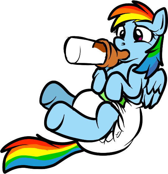 Size: 540x561 | Tagged: adult foal, artist:pidgopidgey, bottle, derpibooru import, diaper, diaper fetish, poofy diaper, questionable, rainbow dash, super crinkle pony adventure 64