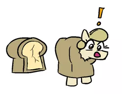 Size: 580x450 | Tagged: artist:jargon scott, bisection, bread, bread head, bread pony, derpibooru import, food pony, half, modular, oc, oc:bread pony, original species, safe, simple background, solo, unofficial characters only, white background