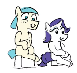 Size: 351x335 | Tagged: artist:jargon scott, cocoa cantle, cocobetes, coco pommel, cute, derpibooru import, rarity, rule 63, safe, sitting, smiling