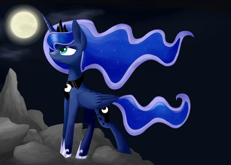 Size: 1024x731 | Tagged: artist:justbrohoof, cliff, derpibooru import, full moon, princess luna, safe, solo