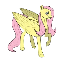 Size: 650x550 | Tagged: safe, artist:fantasyinsanity, derpibooru import, fluttershy, large wings, raised hoof, simple background, solo, transparent background