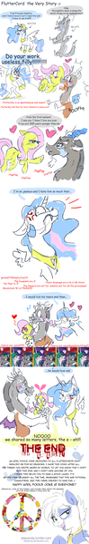 Size: 1024x6223 | Tagged: safe, artist:stepandy, derpibooru import, discord, fluttershy, princess celestia, oc, oc:pandy, april fools joke, comic strip, discoshy, dislestia, female, male, shipping, shipping war, straight