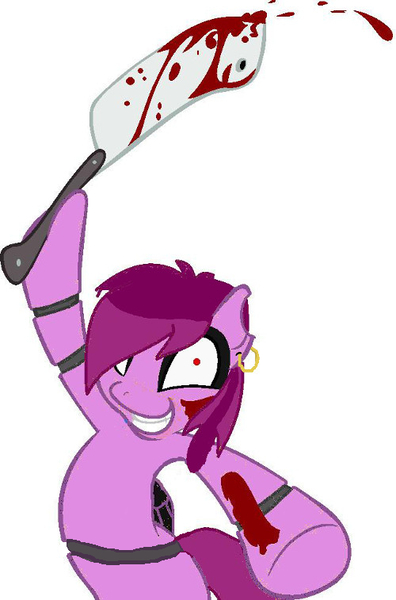 Size: 500x757 | Tagged: cleaver, derpibooru import, fnaf 3, grimdark, insanity, oc, oc:soulless pinkamena, solo, trace, unofficial characters only